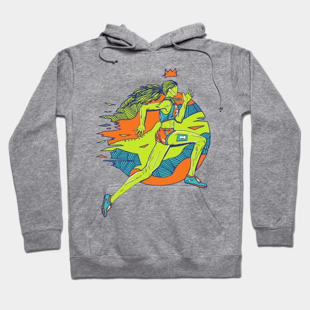 Tetradic No 1 Track and Field Runner Hoodie by kenallouis